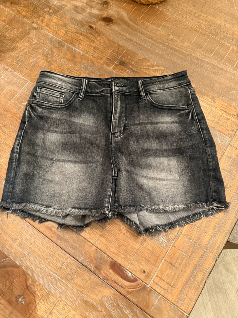 Judy Blue Black Washed Denim Shorts with Label Detail